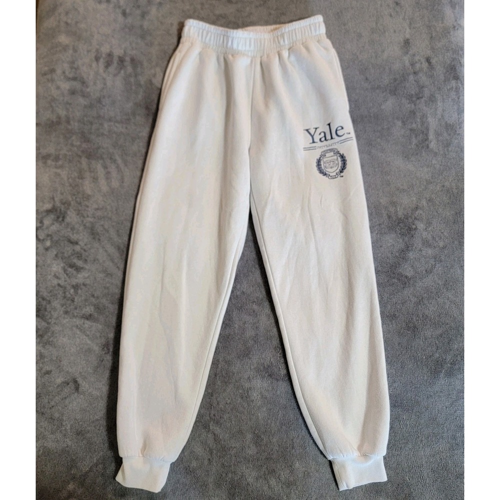 Yale University Women's White Sweatpant Joggers Large Embroidery Size XS